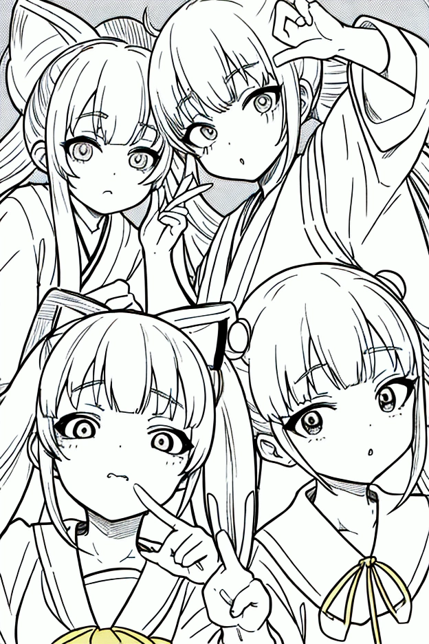 Brat。。8-year-old。Confused eyes。Three white eyes。Yellow Hair。Twin tails。Sailor suit。Primary school students。bare teeth。Put your hand over your mouth。sniff。Contempt。Anime characters。Japanese。