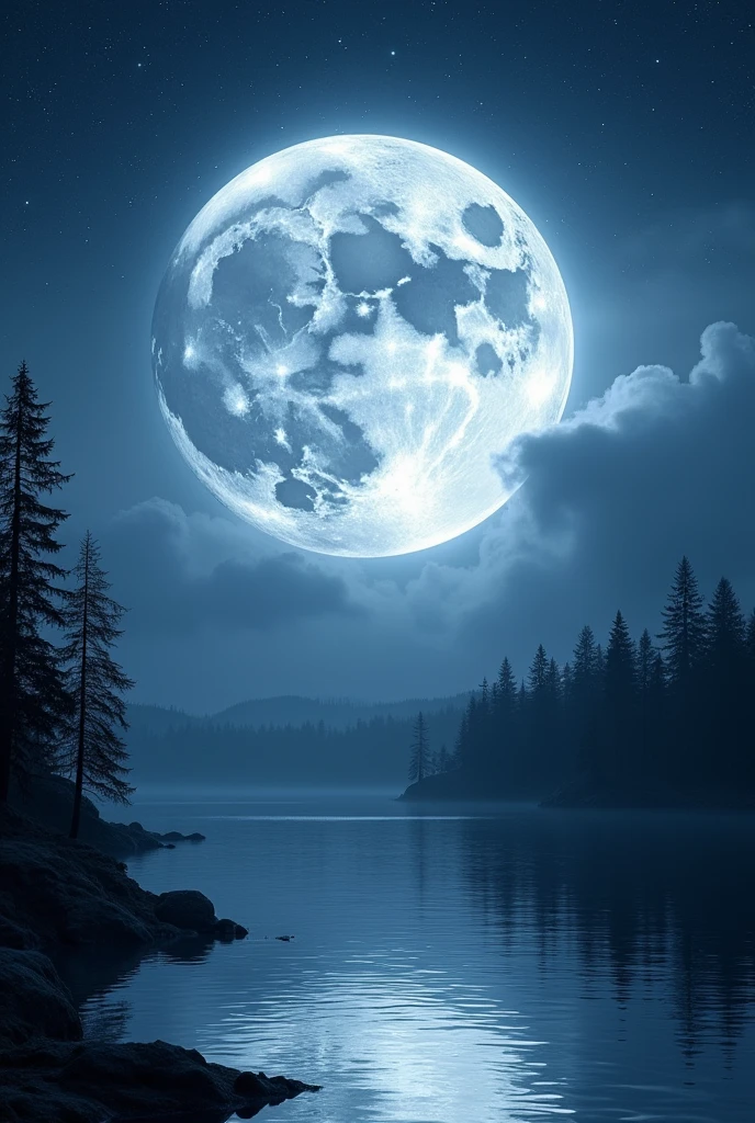 The huge, bright moon