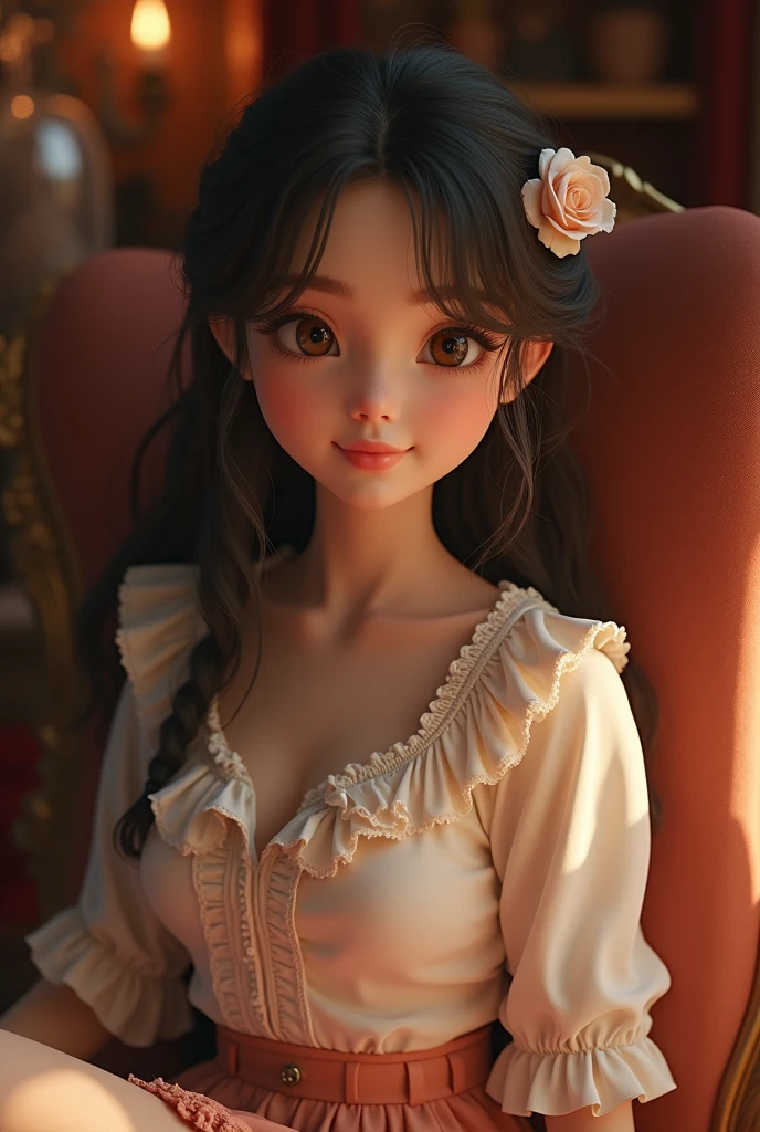 dynamic lighting, A Barbie princess wearing a lovely pink dress, bright, morning light, ((barbie interior design)), (cute:1.3), (pale skin:1.1), (soft smiling:1.1), detailed face, by ilya kuvshinov, nina masic, sharp focus, natural lighting, subsurface scattering, beautiful scene is brought to life, blending, cinematic lighting, retina, anatomically correct, textured skin, award winning