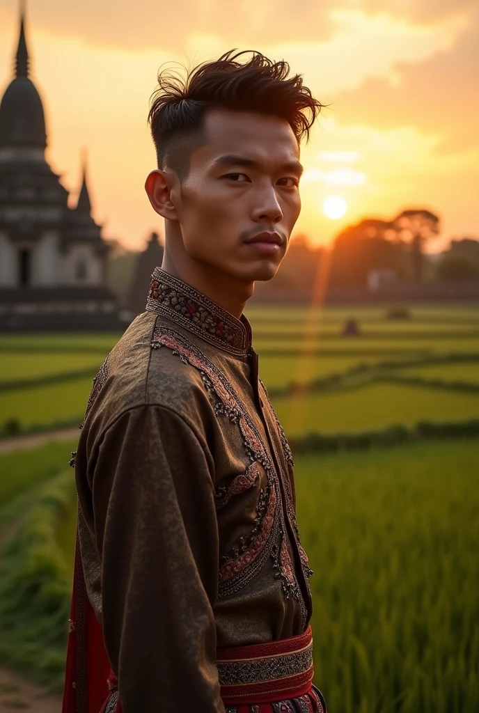 (photorealism:1.2), beautiful man,black dick,handsome, khmer traditional man,