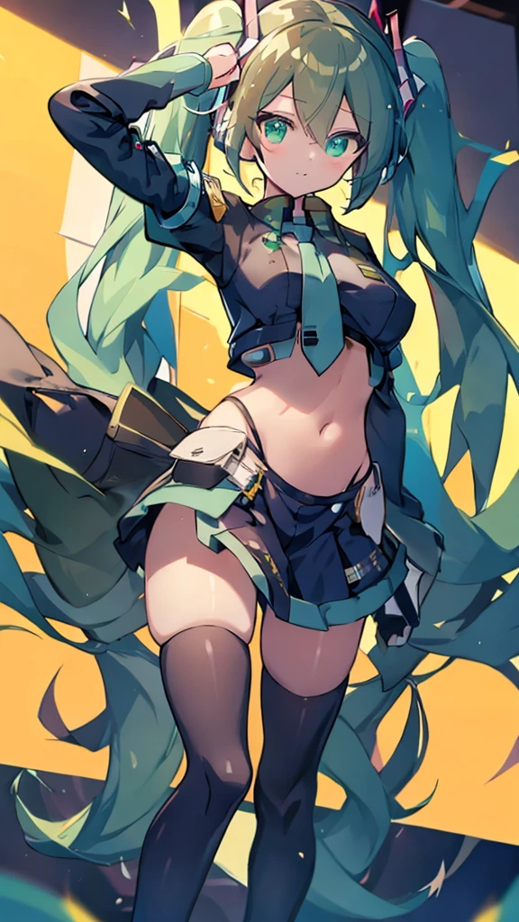 Aile_Megmanzx , 1girl, Long hair,  Green eyes, Brown hair, Hatsune Miku Mosplay