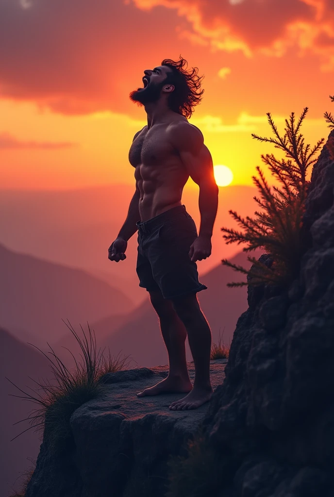 A brave man roaring