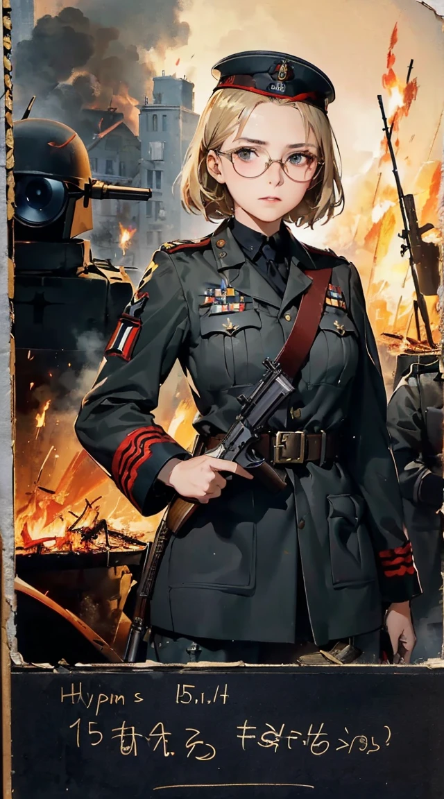 (Female soldier with well-trained body)、(((Fire machine guns to destroy enemy robots:1.4)))、1 Female 1 Robot、(Black combat uniform)、(platinum-blonde-hair:1.2)、shout out、Have multiple weapons、Running through the rubble、((超A high resolution))、Detail Write、masterpiece、top-quality、extremely details CG、8K picture quality、Cinematographic lighting、lensflare、(Night combat)、((From the inside of the building to the outside))、Hyper-detailing、Android wreckage、((cowboy shot:1.4))、Detailed firearm depiction、Firearms with perfect detail、Perfect barrel、High-speed driving、(dynamic ungle:1.4)、Scattered empty cartridge cases、 uzaki, outdoors, dynamic pose, naked overalls bare shoulders bigass bighip、FUCK FUCKOFF sexlyroupa modesta, remote shooting, detailed beautiful delicate face, Detailed beautiful delicate eyes, perfect facial proportions, High definition skin, thin skin, best four inch aspect ratio. With a thumb, a masterpiece, highy detailed, Realistic, (German World War II general uniform reference : 1.8), the highest facial resolution, , modestly dressed woman, fully dressed, ( mic, blackquality hair, black bangs straight, super thin braids, bangs straight, Red glasses, dark green eye, science fiction, Fighter aircraft, standing On the landing of a Fighter aircraft, the agency, a deeply intelligent personality, A calm expression, a respectful face, a war, a Fighter aircraft (((Woman firing an automatic rifle:1.5、excluding sight,A detailed depiction of an automatic rifle:1.7))),Synchronize your gaze and body direction、(((perfect anatomy:1.4,realistic:1.4,RAW Photography:1.4,masterpiece、highest quality、Ultra - High resolution、High resolution、Highly detailed CG、8K))),cowboy shot,1 female,solo、18 year old beauty,Japanese,((beautiful detailed face and eyes:1.3,big gorgeous eyes:1.3,gray eyes)),black hair,short bob hair,blunt bangs,Serious expression,(medium breasts,slender body,small head:1.3,skinny),(gleaming skin:1.4,oily skin,shiny skin),