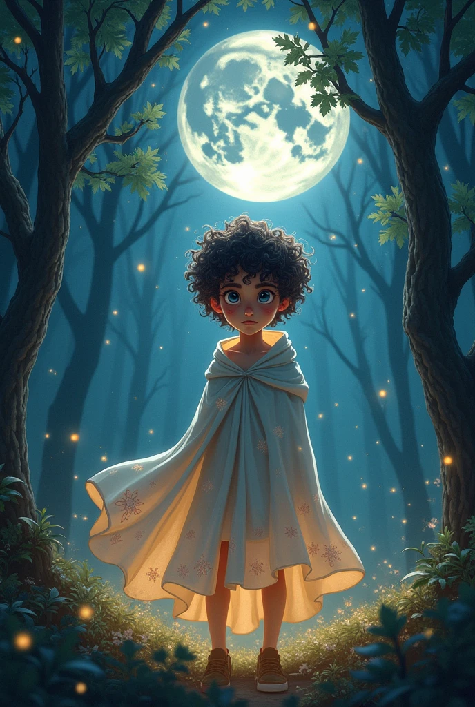 a character with curly hair and a special power of invisibility cloak, besides details related to the moon. 