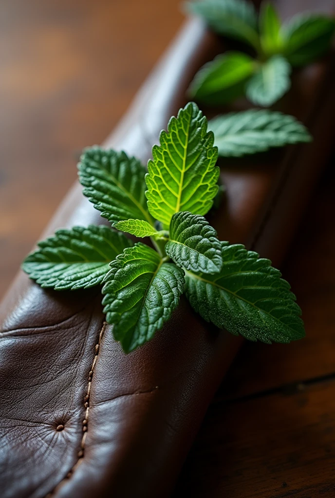 Mint and leather texture
