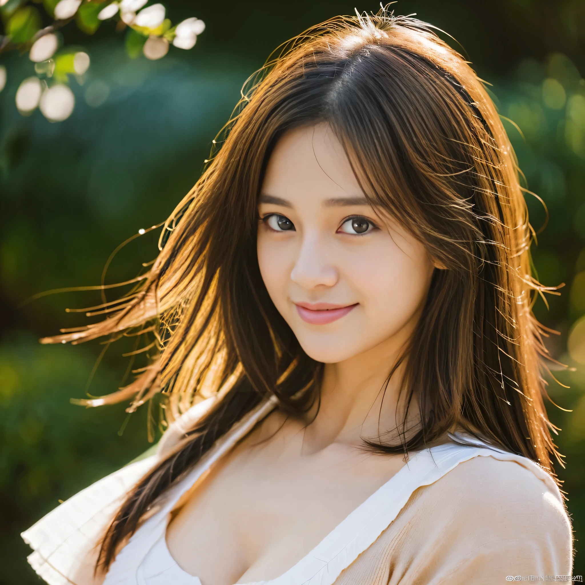 (masterpiece:1.3), (8k, Photorealistic, RAW Photos, Best image quality: 1.4), Japanese schoolgirl、(Random hairstyle:1.2,)、Super detailed face、Pay attention to the details、double eyelid、Beautiful woman:1.4、Light brown hair、Highest quality、masterpiece、(Photorealistic:1.4、Me on the coast、Japanese high school students、Very large breasts、thin色のユニフォーム姿)、Highly detailed and professionally lit smile、thin、Buckshot、