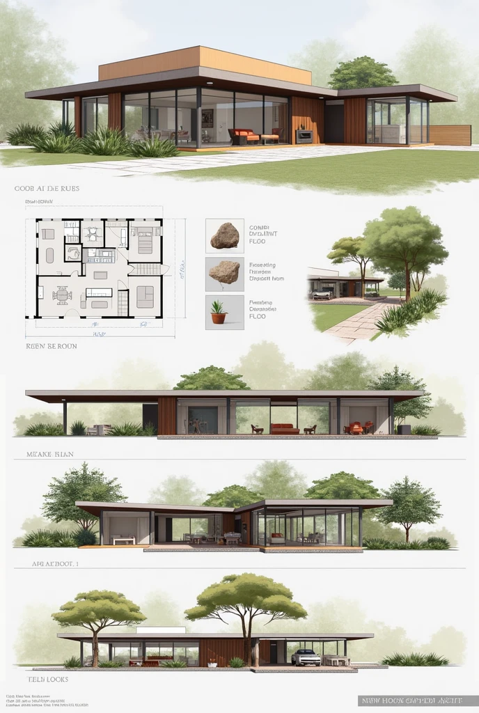 You were assigned to design a house of a nature lover client. And the request of your client is to use different rocks to accentuate the nature and modem theme of the house design. Your design must have a center piece made from rocks. Sketch the floor plan of the house and indicate the rocks to be used in your built. Be guided of the criteria below.