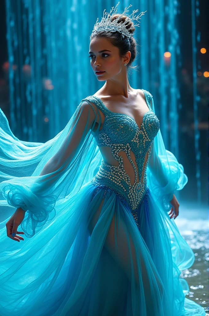 Make me a simple costume for festival dance the theme is water
