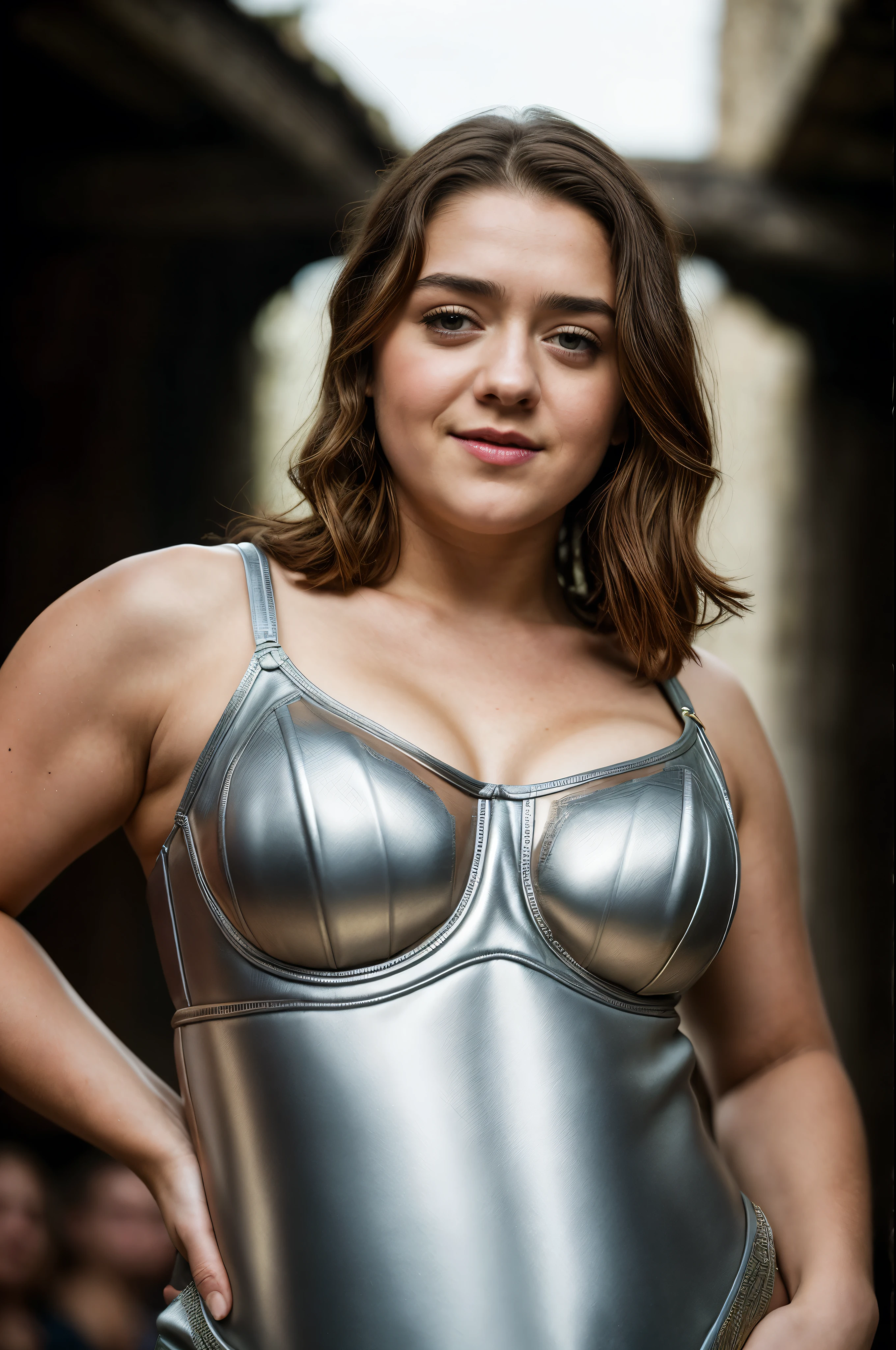 Foto RAW, Arya Stark, stunning beauty, Extremely gorgeous lady, Arya Stark PLAYED BY MAISIE WILLIAMS, Queen Arya Stark, she a mature woman now, milf, sexy mediaeval battle dress, gladiator woman, body, 40 years old Woman, Roman slave dress, cotton dress, busty mediaeval costumes, body revealing costumes, perky breast, big natural breast, erotic costumes, lusty physique, seductive figure can capture every people's attention, Game of thrones costumes, revealing captivating figure, Mediaeval costumes, revealing clothes, A tomboy, she would rather fence than dance, warrior queen , game of thrones screen caps, Game of Thrones Series, (pele altamente detalhada: 1.2), 8k UHD, DSLR, soft-lighting, alta qualidade, grain of film, Fujifilm XT3, flawless picture, highly detailed, detailed Beauty, intricate, 32k, sharp picture,