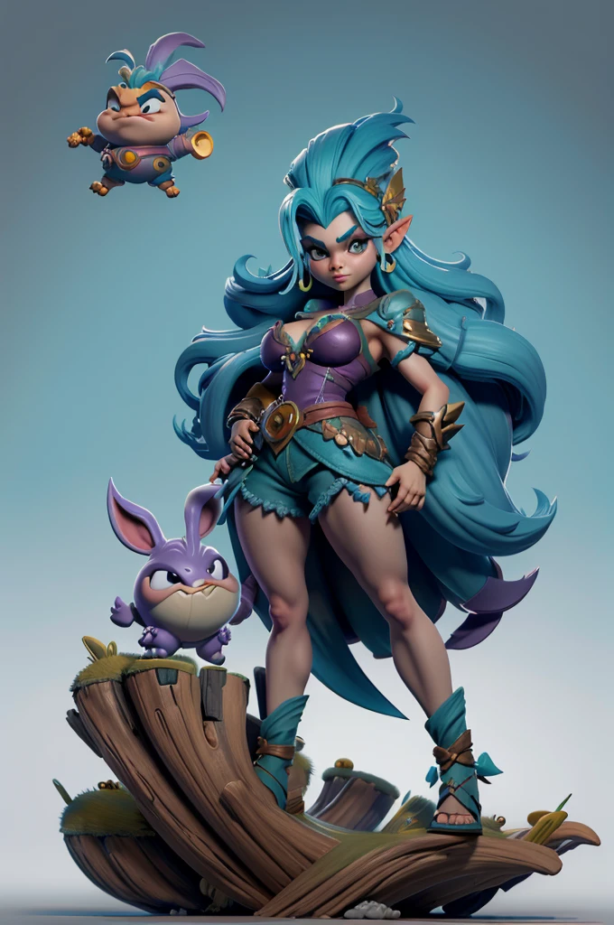 arvore estilo rayman legends, character estilo art rayman legends, girl and boy, corpo inteiro, ESTILO VIKING, acessórios gigantes,giant monster, big breats,Little bunny, (shorts),big breast, , sensuality, wizard
