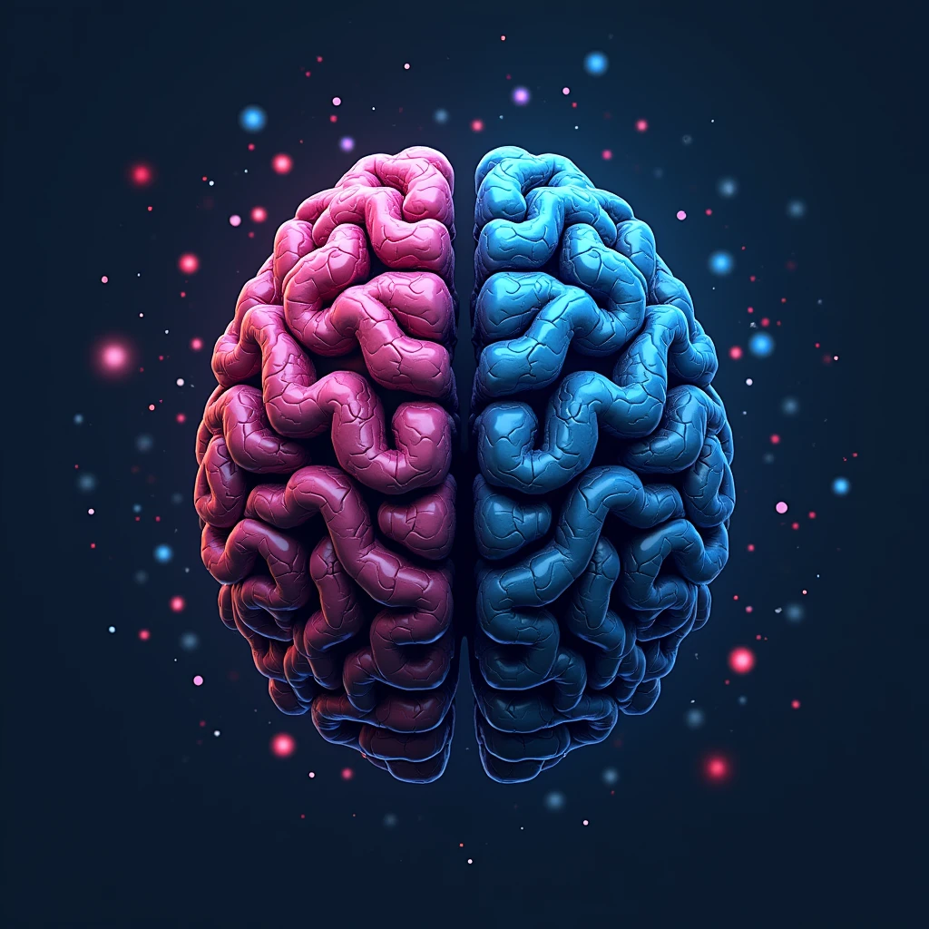create a logo of a brain divided in half, where half is a machine, with a processor, memory and computer stuff, and the other half is normal, demonstrating that it is a brain enhanced with artificial intelligence.