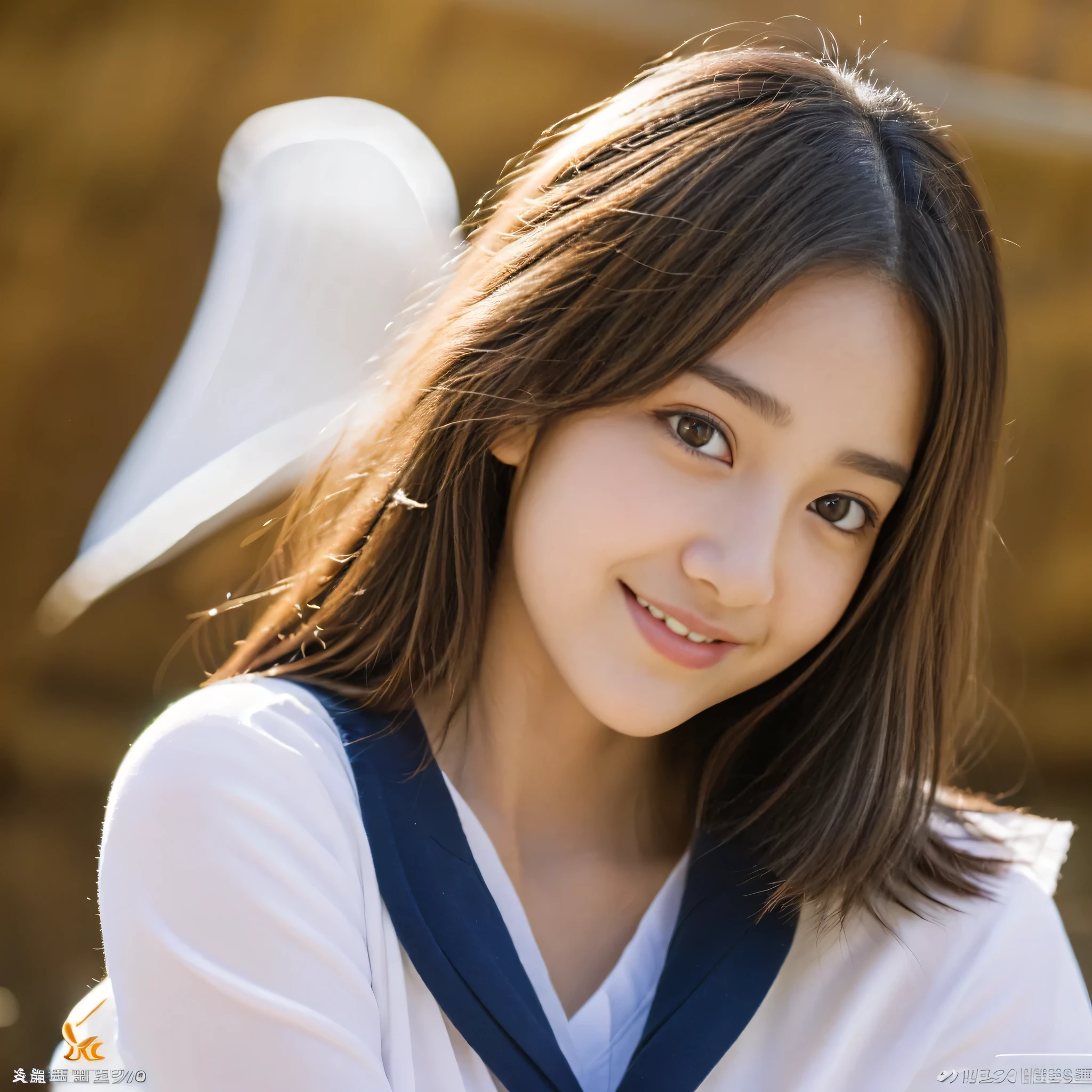 (masterpiece:1.3), (8k, Photorealistic, RAW Photos, Best image quality: 1.4), Japanese schoolgirl、(Random hairstyle:1.2,)、Super detailed face、Pay attention to the details、double eyelid、Beautiful woman:1.4、Light brown hair、Highest quality、masterpiece、(Photorealistic:1.4、Me on the coast、Japanese high school students、Very large breasts、thinピンクのワンピース姿)、Highly detailed and professionally lit smile、thin、Buckshot、