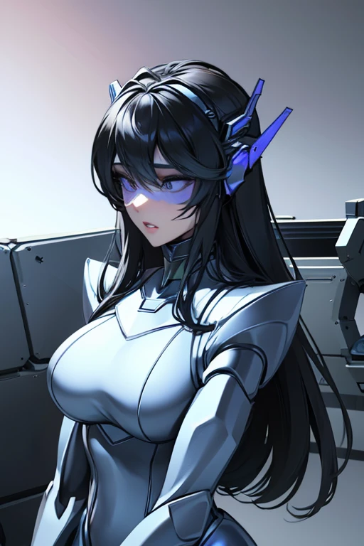 (masterpiece),(Highest quality),(Super detailed),(Best illustrations),(Best Shadow),(Absurd),(Detailed Background),(so beautiful), 16K, 8K, 4K,(Best Shadow),empty eyes,robotization,woman ,big bust,Robot Joint ,Metal skin,Black Suit,long hair,a black suit that covers the whole body