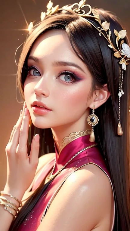 Makeup artist does makeup for celebrities，(masterpiece:1.2), Highest quality, masterpiece, High resolution, original, Highly detailed wallpaper, Perfect lighting,(Highly detailed CG:1.2),