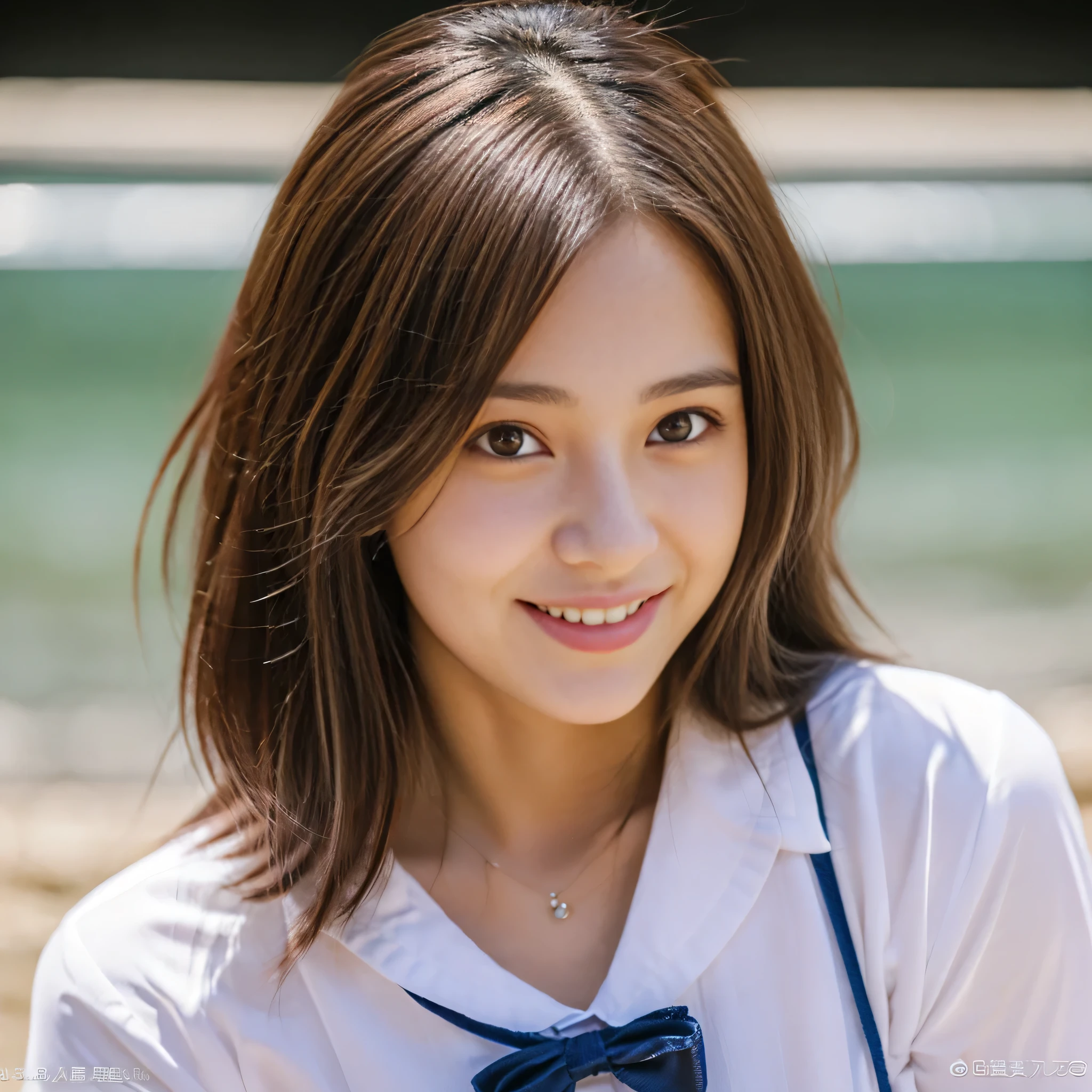 (masterpiece:1.3), (8k, Photorealistic, RAW Photos, Best image quality: 1.4), Japanese schoolgirl、(Random hairstyle:1.2,)、Super detailed face、Pay attention to the details、double eyelid、Beautiful woman:1.4、Pink Hair、Highest quality、masterpiece、(Photorealistic:1.4、Me on the coast、Japanese high school students、Very large breasts、thinピンクのワンピース姿)、Highly detailed and professionally lit smile、thin、Buckshot、