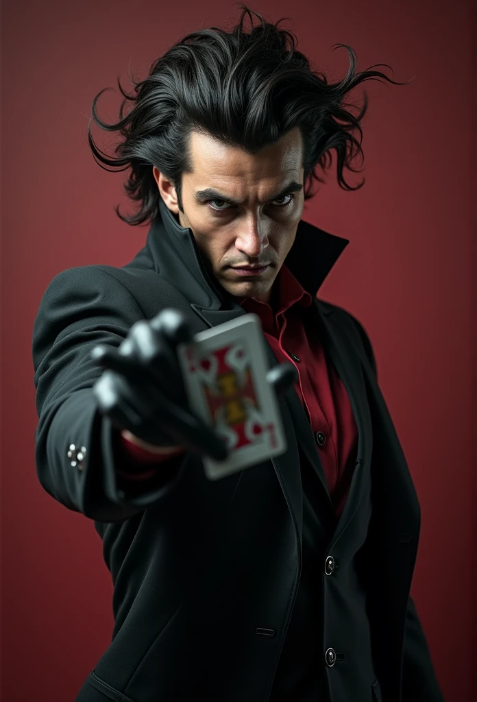 From your own point of view,first person,The Joker holds two Joker cards in his hand,Background bokeh,tmasterpiece,Hyper Real,satirize,Heath Ledger