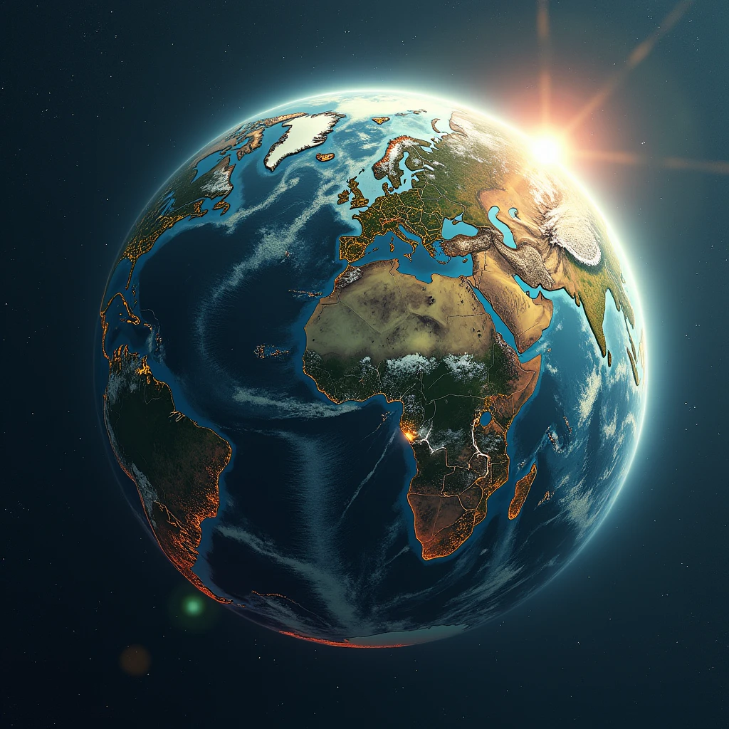 I see a cyborg earth from above