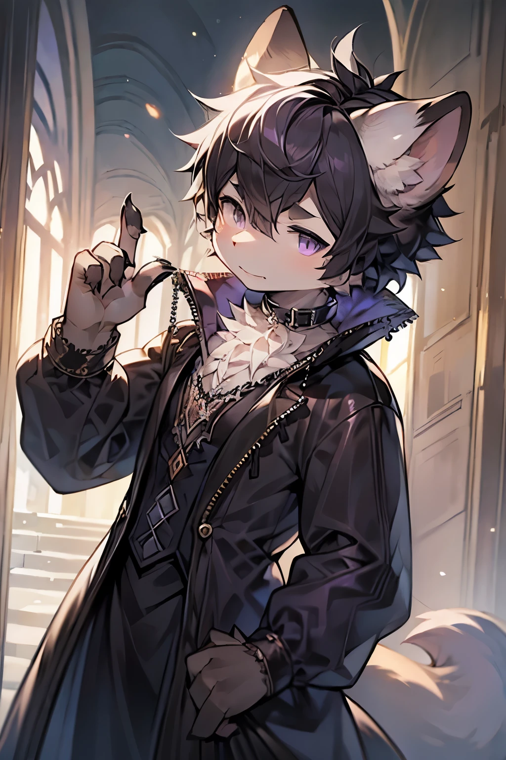 Gothic Negro, , , With terrible hair, , , douchebag, , , Black dress with purple details, , , These clothes are all in Victorian style.