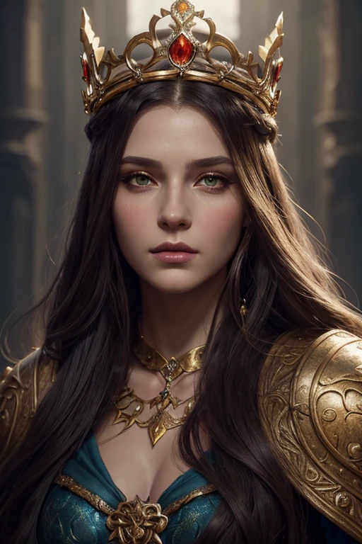 a woman with long hair and a crown on her head, detailed matte fantasy portrait, fantasy concept art portrait, hyperdetailed fantasy character, epic exquisite character art, stunning character art, goddess. extremely high detail, epic fantasy art portrait, elegant cinematic fantasy art, fantasy character portrait, epic fantasy art style, alexandra fomina artstation, epic fantasy art style hd