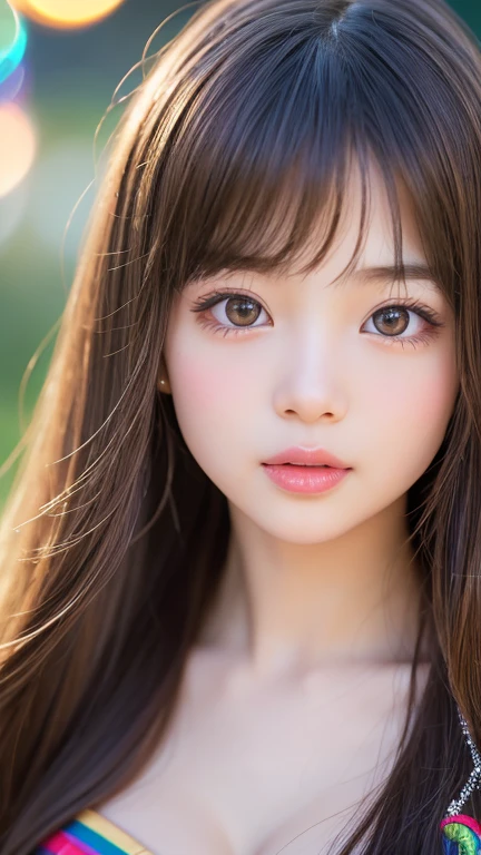 NSFW, 8k, High-level, absurd, masterpiece, best quality, primitive, very detailed CG, very detailed wallpaper, perfect lighting, Extremely detailed (((The personifying " Gravure idol photo session " as a Little Girl))), MysticSight, Tyndall effect, Tyndall scattering, Studio gray background with (many Dazzling RainbowColor particles BokeH:1.28), (RoundlyButts, ThighGap), (Exposed:0.4), (Assfocus with looking ahead), BREAK (NOGIZAKA face variations) Extremely Detailed very KAWAII face variations, perfect anatomy, Childish, captivating gaze, elaborate detailed Eyes with (sparkling highlights:1.28), long eyelashes、Glossy RED Lips with beautiful details, Coquettish tongue, Rosy cheeks, Radiant PearlSkin with clear transparency . { (Dynamic LifeLike expressions:1.4) | :d) }, (large eyes:-1) .