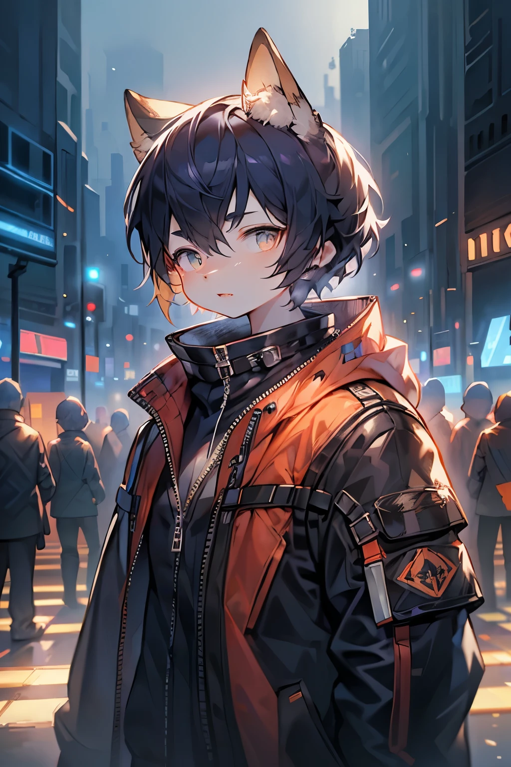 Wear sophisticated streetwear in a cyberpunk style, beautiful, girl, detailed portrait, 4K, Vibrant colors, Concept Art, cinematic dramatic atmosphere, Clear focus, Volumetric Lighting, Movie Lighting, Studio Quality