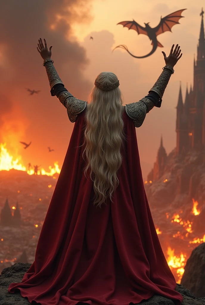 The Targaryen queen winning the war in the capital with her dragons