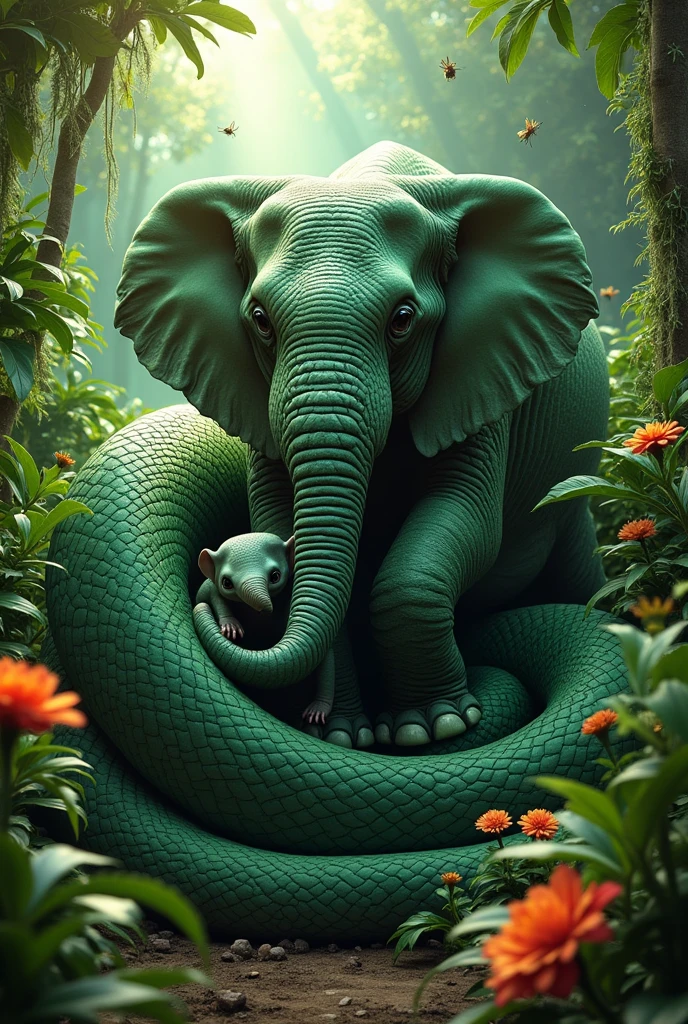 Snake eat elephant