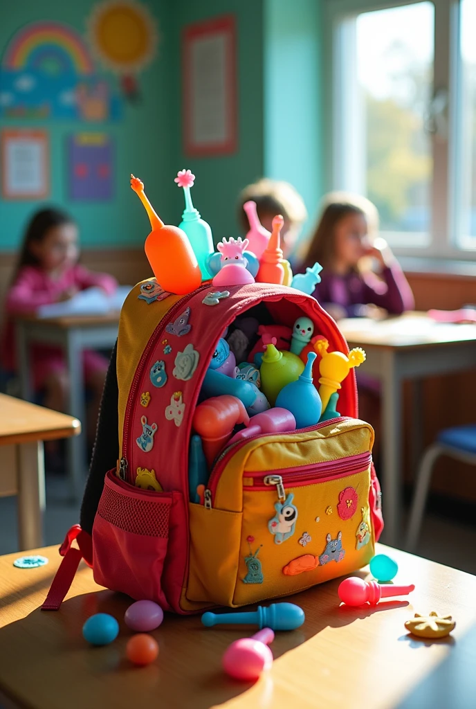 A school backpack full of sex toys 