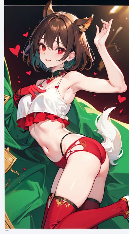 Tentacle binding，cum shots，Nipple patches，X-rated，undertale，chara，red - eyed，Charming，Evil laughter，sexy for，green color，brown pubic fur，red colour，Open chest and breasts，Open navel，pantyless，no-bra，stocklings，Full body standing painting，tempting pose，with short brown hair，Stripper，Be red in the face，Lust，Hand repair，the detail，Sex clothes，k hd，Cocked buttocks，love heart，jade foot，Expose the chest，Vest line，with an open crotch，Dress revealingly，flesh body，Obscene lines，痴女，Close to the original，illustration，CG，slaves，Bed，anime big breast，quadratic element（Optimal image quality，tmasterpiece，sexual appetite）