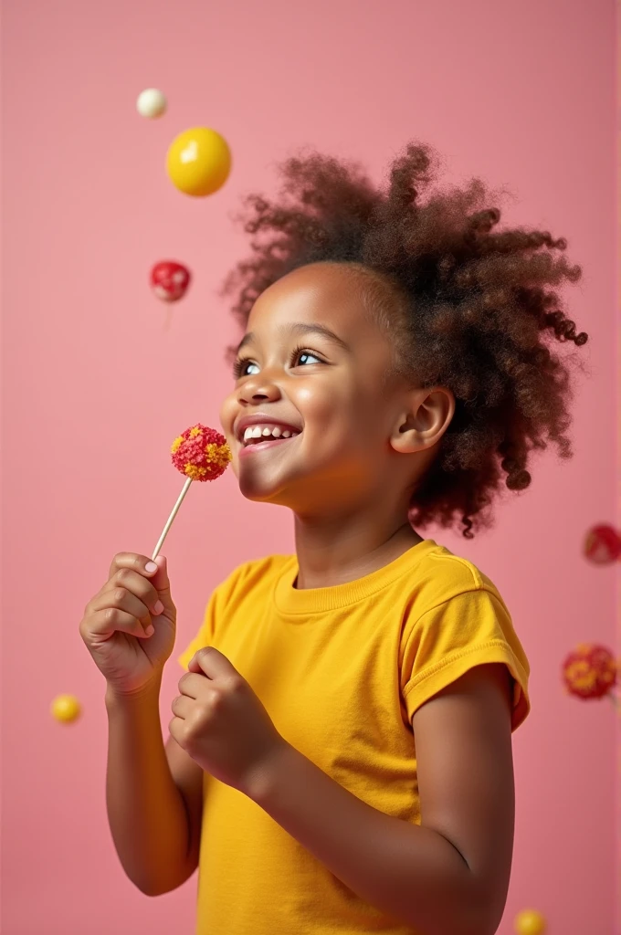 Happy child in a world of candy 

