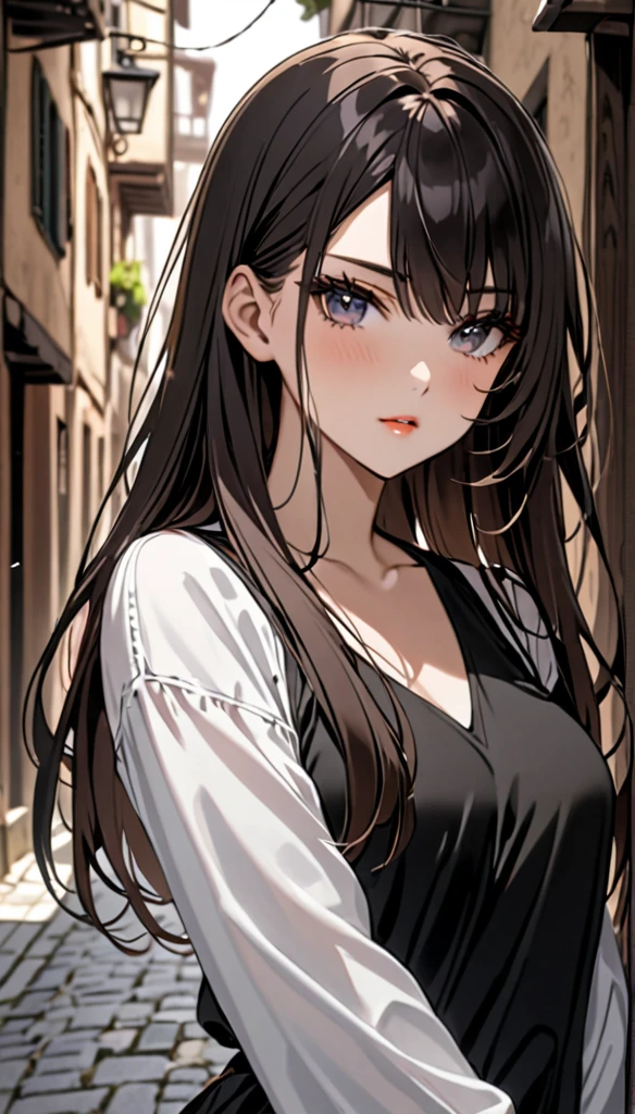 Beautiful and dark-haired