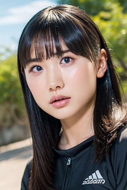 masterpiece, Highest quality,  Unreal Engine,  Super Resolution,  Very detailed, Complex, colorful, Clear images, Sharp focus, Digital Blending, 

One beautiful woman, One Japan actress, ashidamana, Perfect Eyes, Perfect Face, Ultra detailed hair, Ultra detailed face, Very detailed lips,Vivid expression, Healthy Body, Detailed sweat glands of beautiful and cute real Asian mix, Smooth skin texture, Carefully drawn,

(humidity:1.2), Beautiful Eyes, (Attractive face:1.2), (Beautiful Skin), (Big Breasts), (Super glossy wetsuit), Puffy nipples, Tight waist, Sticky with sweat, (Oily skin), oily suit, In a dynamic pose,

Studio Photo, Outdoor, At the Beach, cowboy shot, 