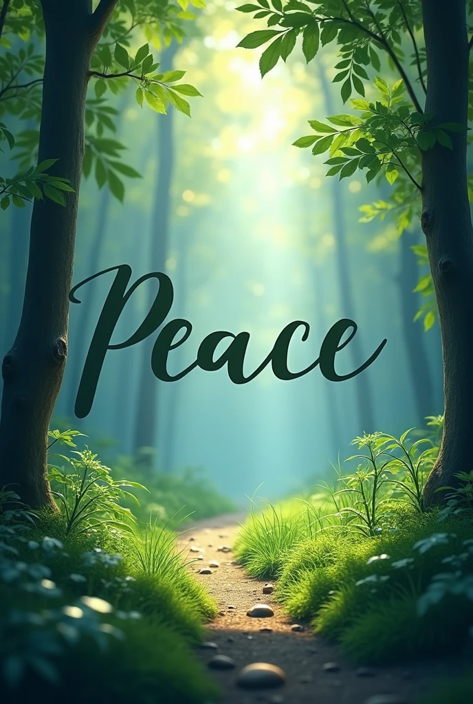 Type peace with nature background for wallpaper