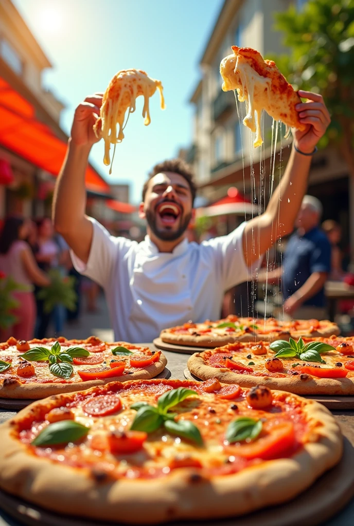 Eye-catching advertisement promoting pizzas in $100 Saturdays and Sundays 

