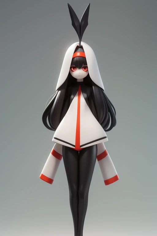 Primary school students young small height: 130cm Standing picture Simple design The dress is a one-piece camisole Sleeveless No sleeve Long Hair Long black hair Hair is black Red eyes Shoulder-baring ahoge Kokeshi