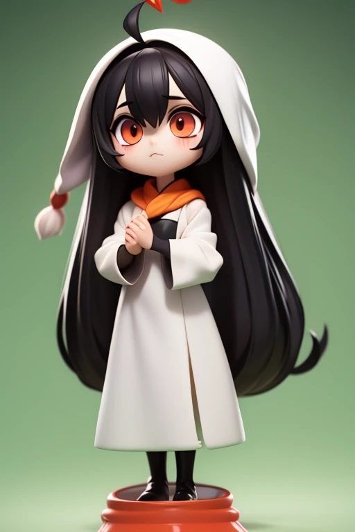 Primary school students young small height: 130cm Standing picture Simple design The dress is a one-piece camisole Sleeveless No sleeve Long Hair Long black hair Hair is black Red eyes Shoulder-baring ahoge Kokeshi