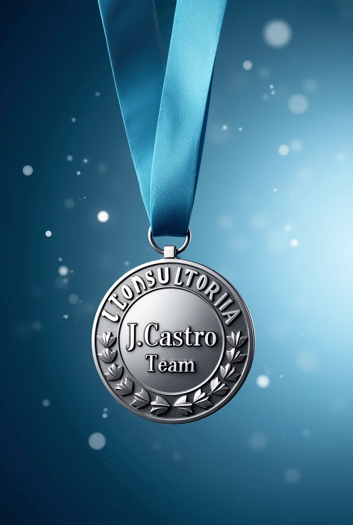 Create a sales image using a silver medal written "consultoria J.Castro team"