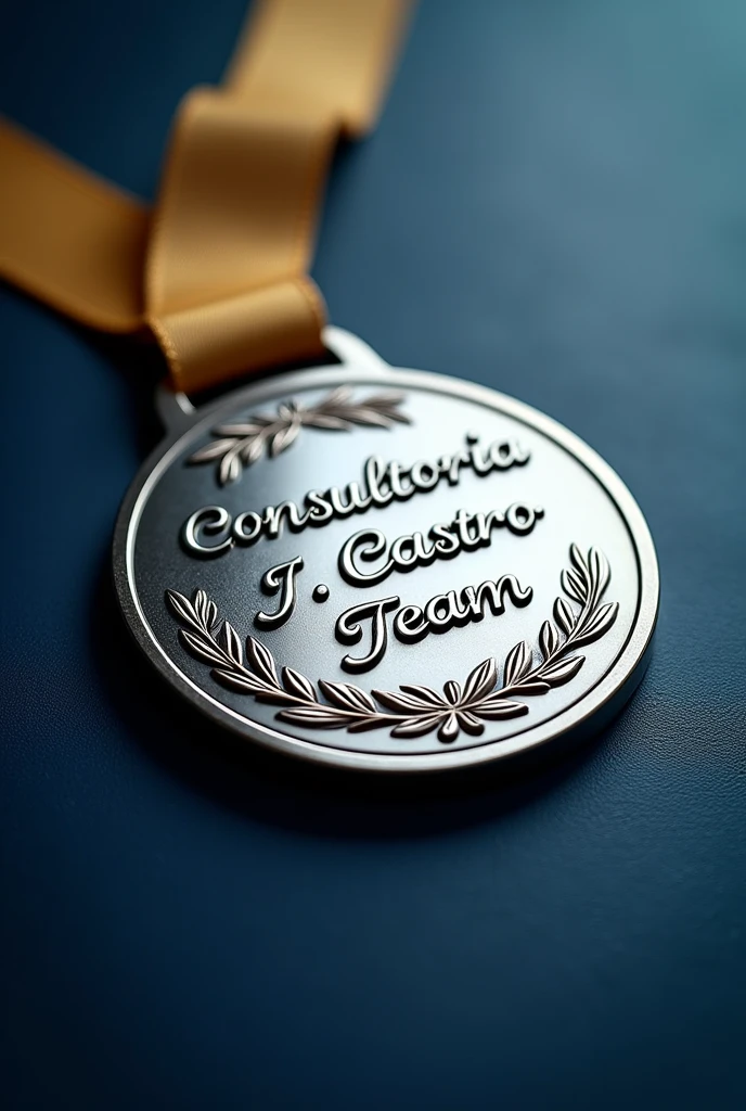 Create a sales image using a silver medal written "consultoria J.Castro team"
