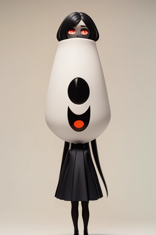 Primary school students young small height: 130cm Standing picture Simple design The dress is a one-piece camisole Sleeveless No sleeve Long Hair Long black hair Hair is black Red eyes Shoulder-baring ahoge Kokeshi