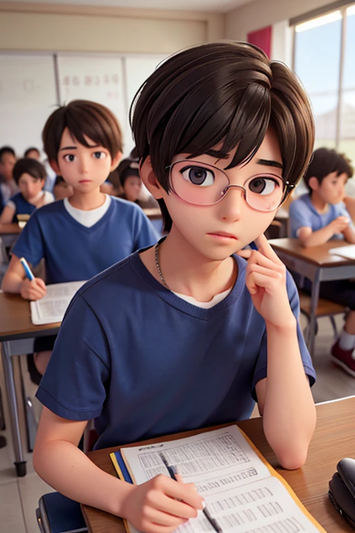 18age、male、high school student、During class、male子生徒、male性、man,male,、neutral、Center Parting、