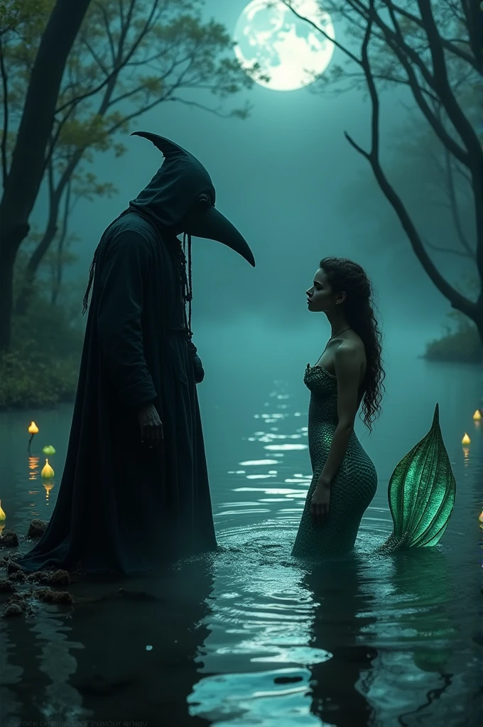 Plague doctor catches mermaid