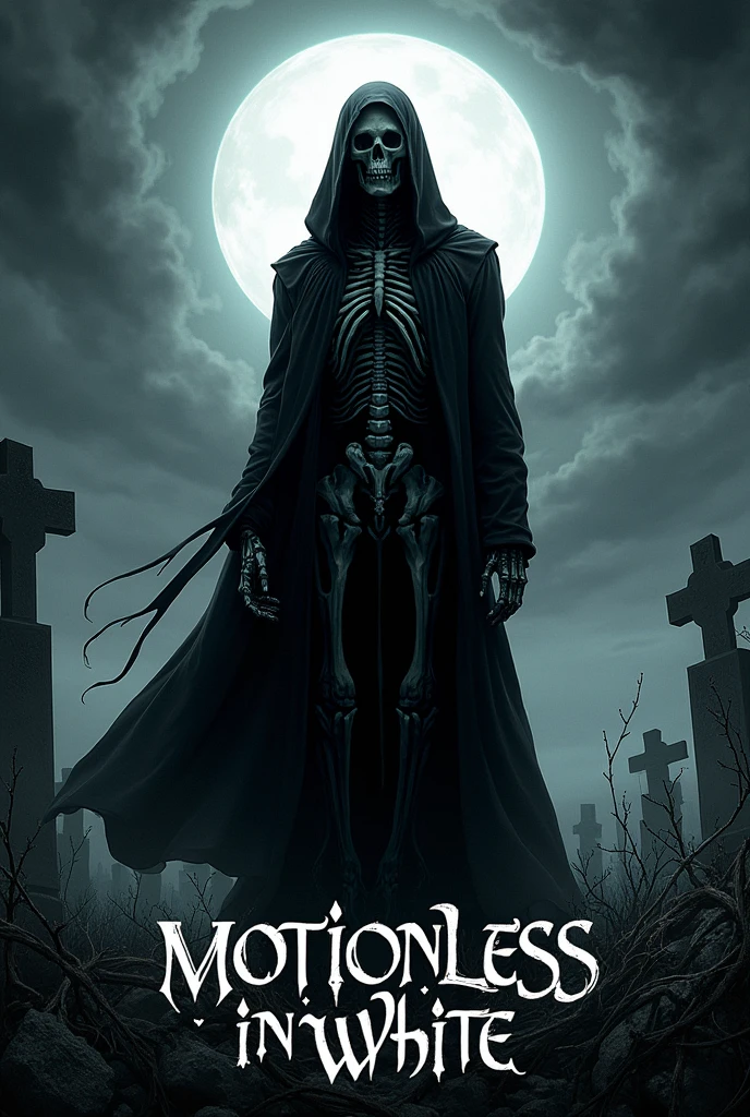 a dark style band icon with the writing Motionless In White