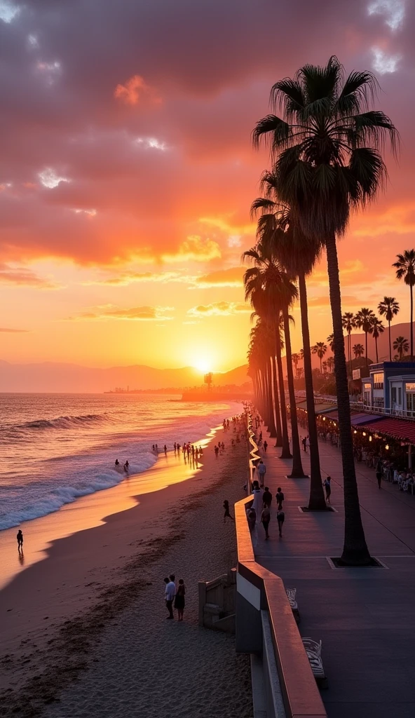 West Coast,Palm palm,coastline,Santa Monica,sunset