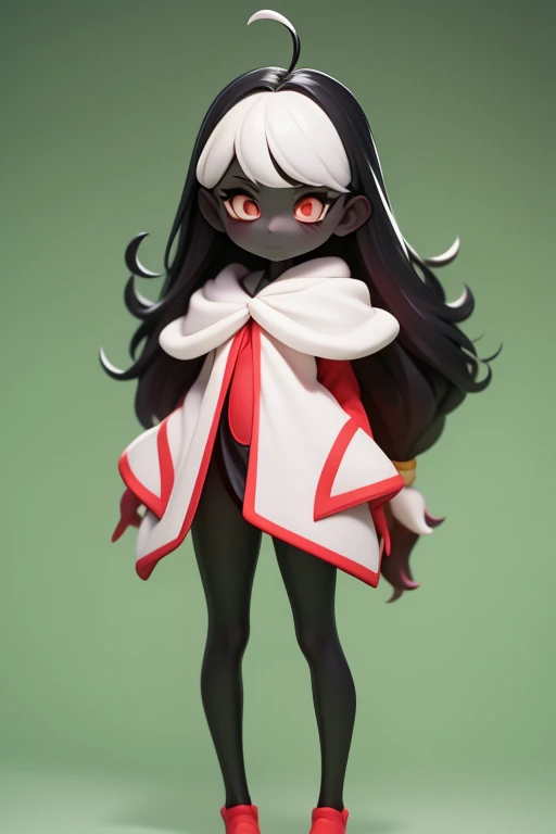 Primary school students young small height: 130cm Standing picture Simple design The dress is a one-piece camisole Sleeveless No sleeve Long Hair Long black hair Hair is black Red eyes Shoulder-baring ahoge Kokeshi