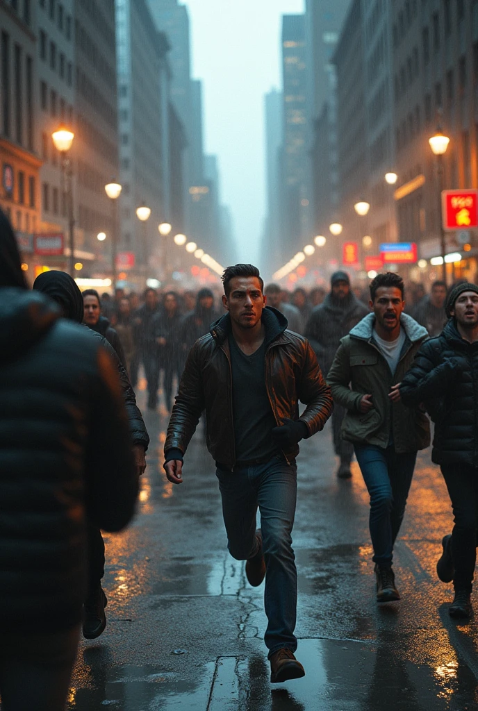 many people running and scared