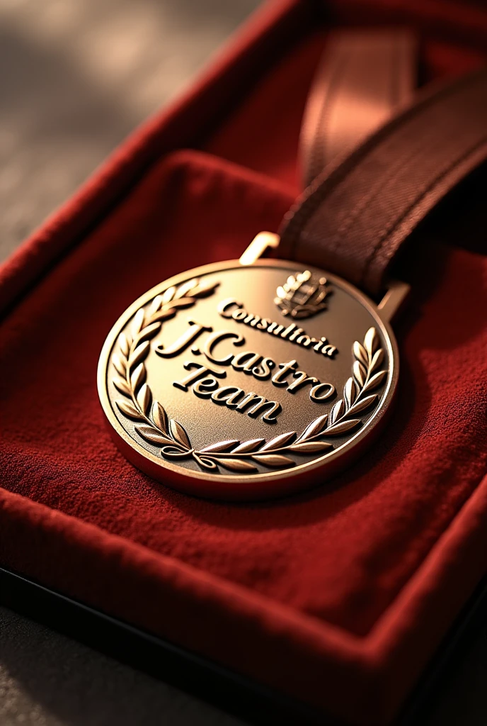 To create a bronze medal written "consultoria J.Castro team"