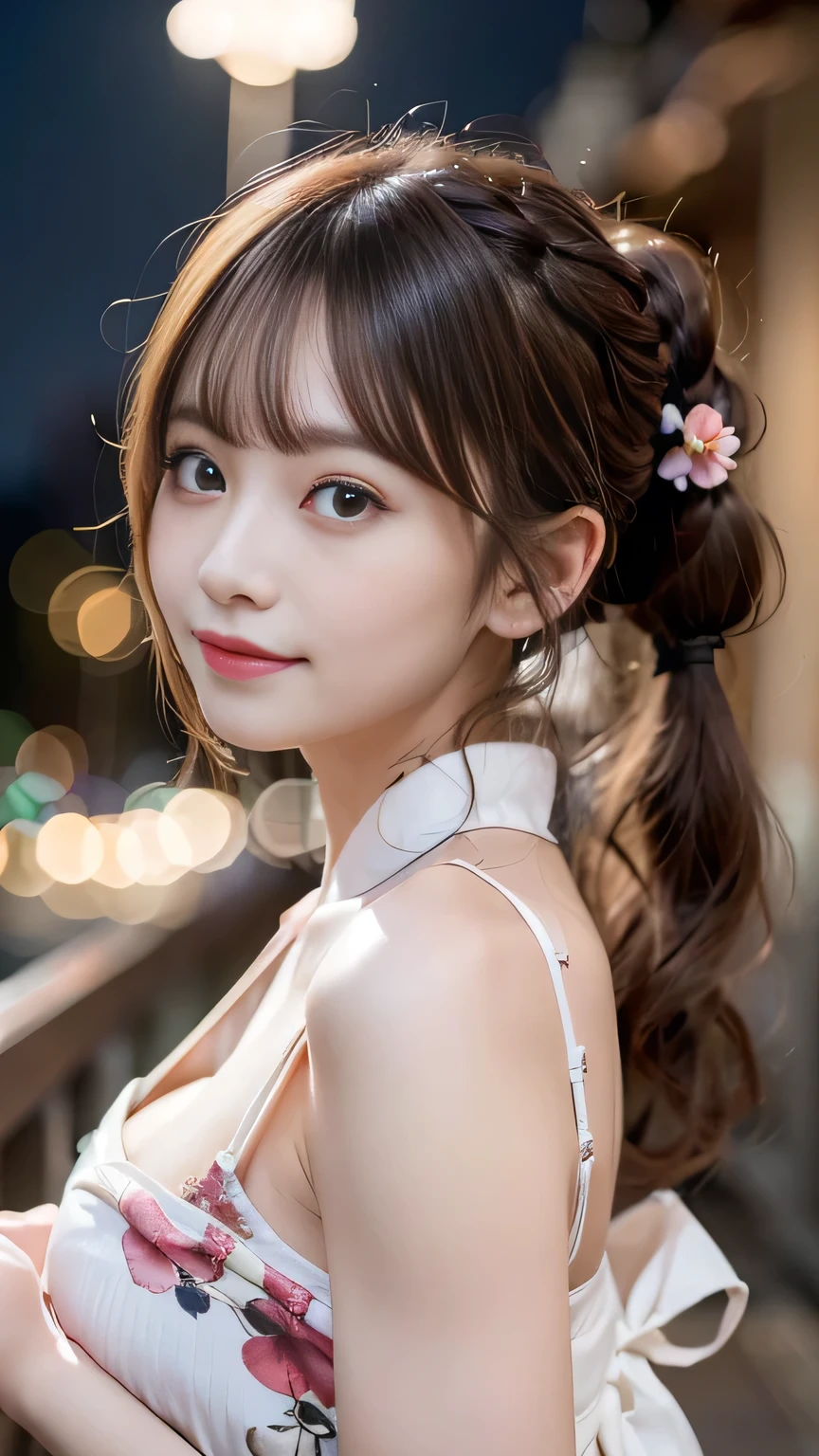 (Beautiful mature adult woman),(Flower Hair Ornaments,Floral braided top knot,Twisted Side Part Ponytail,Floral knit headband,Half Up、Floral braided space buns,Voluminous fishtail braid,Twisted pan,),(The bangs are see-through),Very delicate and beautiful hair,(((Accentuate your breasts:1.3))),(Dynamic Angle),(Dynamic and sexy pose),Laughter、Looking back wearing a floral yukata isolated on white background、At night, Fireworks are launched against the backdrop of the riverbank...、Cute round face,,(Tabletop,Highest quality,Ultra-high resolution output images,) ,(8K quality,),(SeaArt 2 Mode.1),(Picture Mode Ultra HD,)