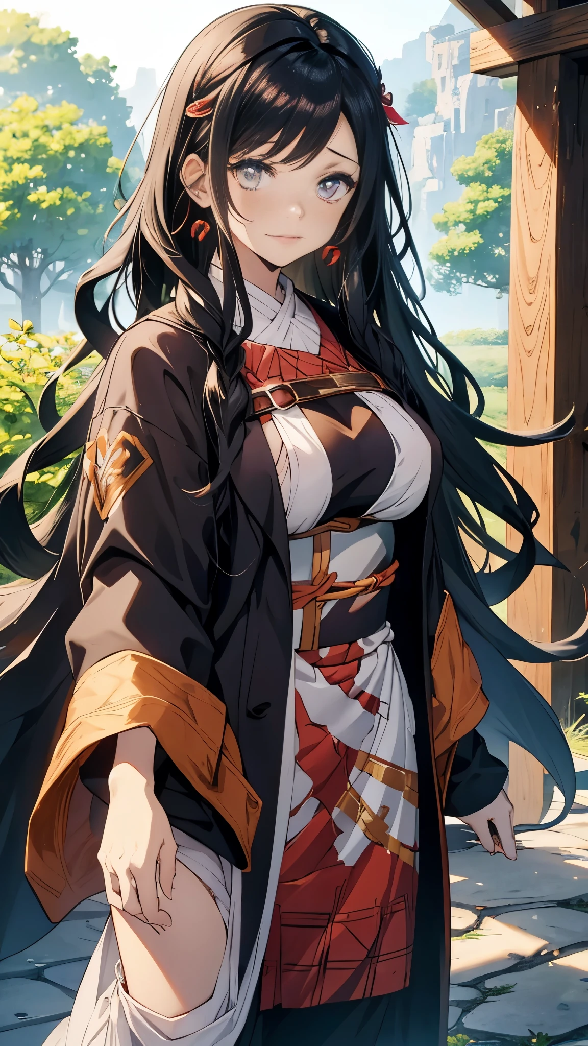 (nsfw), Big Breasts, Kamado Douko, masterpiece, Highest quality, {Highest quality}, {{masterpiece}}, {High resolution}, concentrated, Anime Style, Woman cartoon closeup, Design of, Portraiture, Gisha, Anime Images, Long Hair, Black Hair, Straight eyes, Hair covering the ears, Sophisticated and powerful appearance, exotic, expensive, freckles, Hilarious, Classic attire, colorful, color