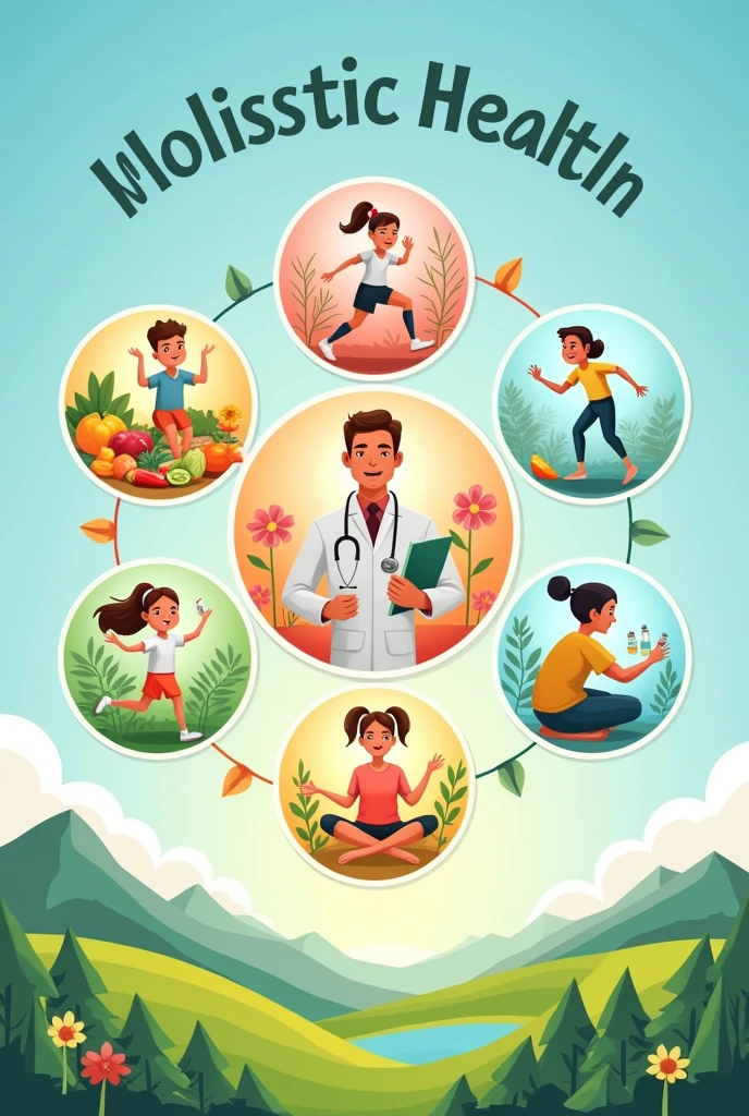 poster Nutritionally Healthy, Physically Healthy, Immunization Healthy, Mentally Healthy, and Environmentally Healthy