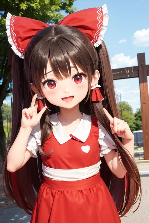 Reimu,Look this way,Cute gestures